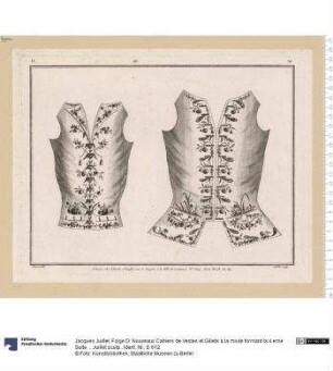Folge D: Nouveaux Cahiers de Vestes et Gillets à la mode formant la 4.eme Suite ... Juillet sculp.