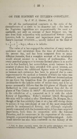 On the history of Euler's constant.