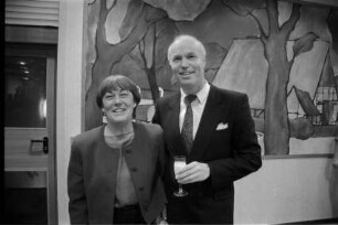 Frank Pries: bei Neujahrsempfang in Kreissparkasse Stormarn, Zweigstelle, Am Markt: daneben Ehefrau, 01.01.1990