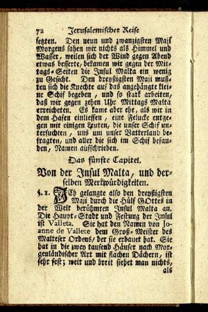 Das fünfte Capitel. Von der Insul Malta, und derselben Merkwürdigkeiten.