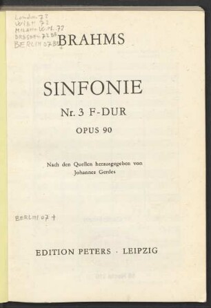 Sinfonie Nr. 3 F-Dur : opus 90