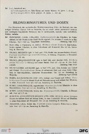 Bildnisminiaturen und Dosen (Nr. 569-810)