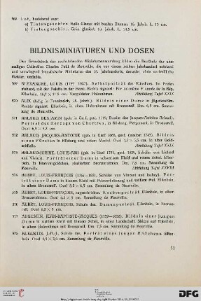 Bildnisminiaturen und Dosen (Nr. 569-810)
