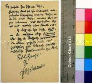 Postkarte von Erich Bockemühl an Herbert Lipp