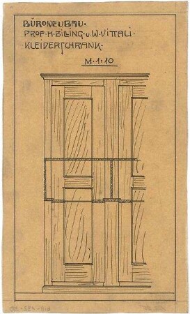 Billing, Hermann; Karlsruhe, Amalienstr. 59 / Leopoldstr. 7c; Billing und Vittali, Büro und Atelierhaus - Kleiderschrank (Ansicht)
