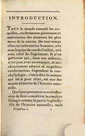 Histoire naturelle des coquilles : contenant leur description, les moeurs des animaux qui les habitent et leurs usages ; avec figures dessinées d'après nature, 1