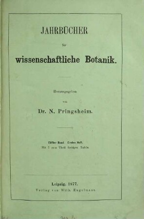Jahrbücher für wissenschaftliche Botanik. 11, 11. 1877/78