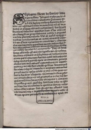 Sententiarum variationes sive synonyma : Mit Widmungsvorrede des Autors von Johannes Meliorantius