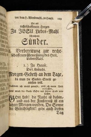 II. Vorbereitung zur rechtschaffenen Genießung des Heil. Liebes-Mahl.