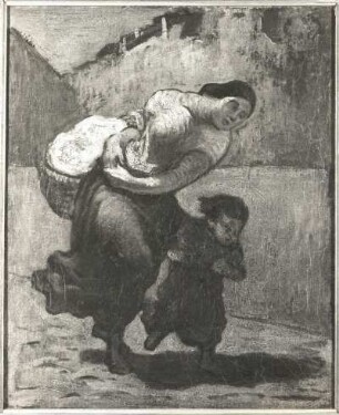 Die Last : Die Last (bezeichnet rechts unten: "H D"; nach 1860, H. Daumier; Leinwand; 0,555 x 0,455 m; Prag, Nationalgalerie)