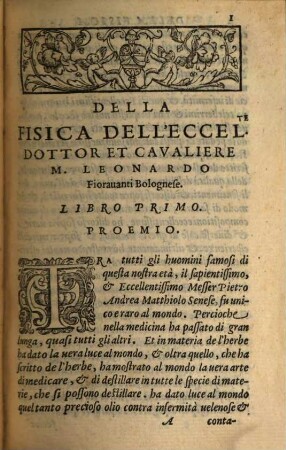 Della Fisica Dell'Eccellente Dottore Et Cavaliero M. Leonardo Fioravanti Bolognese : Divisa in Libri Quattro