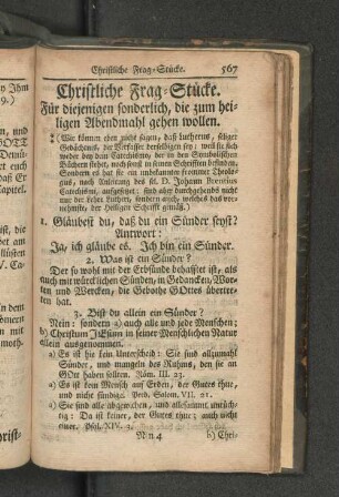 Christliche Frag-Stücke.