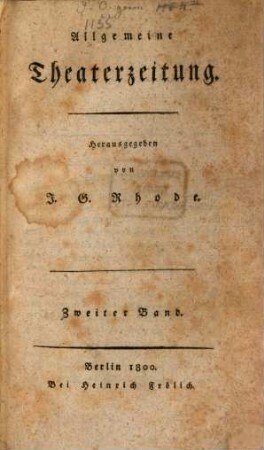 Allgemeine Theaterzeitung. 2. 1800