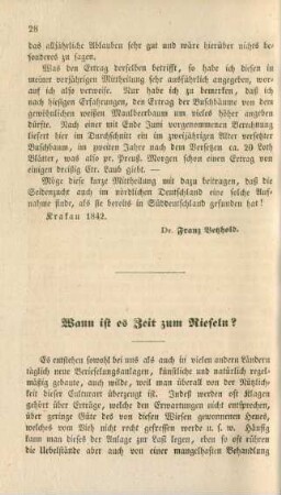Wann ist es Zeit zum Rieseln?
