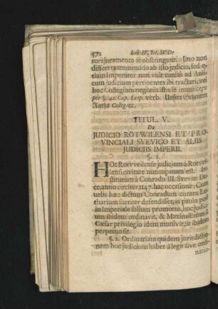 Titul. V. De Iudicio Rotwilensi et Provinciali Suevico Et Aliis Iudiciis Imperii.