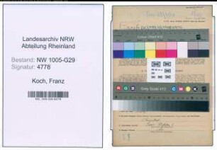 Entnazifizierung Franz Koch , geb. 03.08.1886 (Bahnsekretaer)