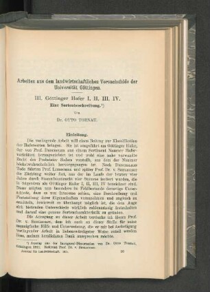 III. Göttinger Hafer I, II, III, IV.