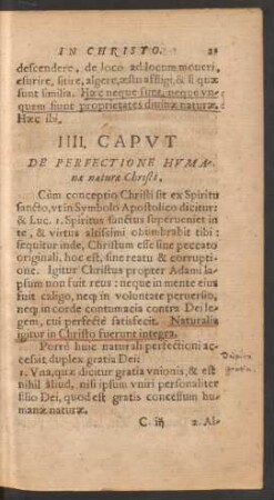 IIII. Caput De Perfectione Humanae naturae Christi.