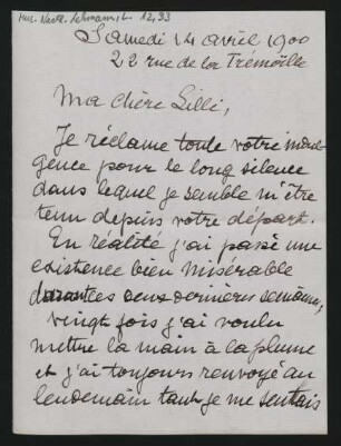 Brief an Lilli Lehmann : 12.04.1900