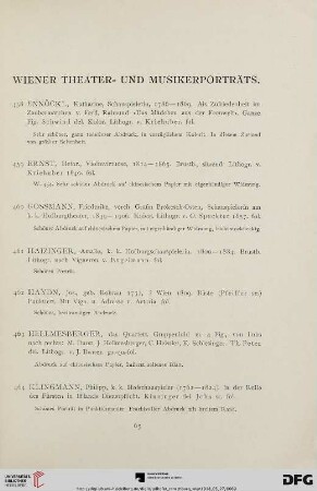 Wiener Theater- und Musikerporträts (Nr. 458-491)
