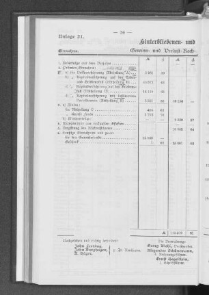 Anlage 21. Hinterbliebenen- und Alters-Versorgungs-Kasse.