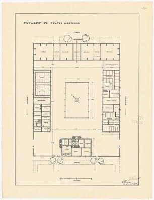 Gutshof: Lageplan mit Grundriss EG 1:200