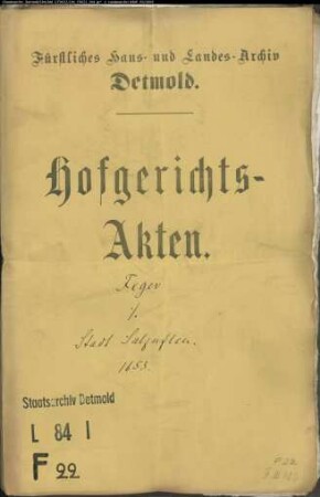 Feger, Johann Hermann gegen Stadt Salzuflen bez. Salzkollegium zu Salzuflen - Schuldforderung