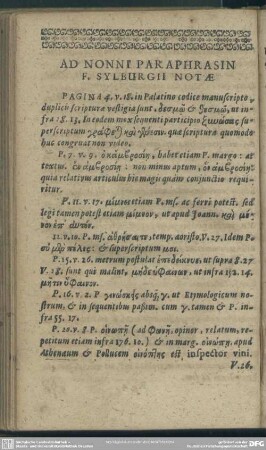 Ad Nonni Paraphrasin F. Sylburgii Notae