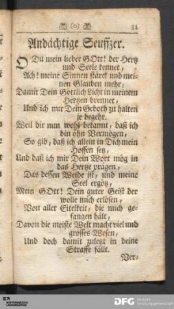 Andächtige Seuffzer.