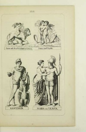 Amor mit dem bezähmten Löwen. Amor und Psyche. Ganymed. Mars und Venus