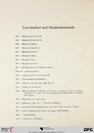 Einzelmöbel und Musikinstrumente (Nr. 1253-1291)