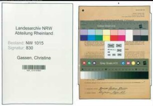 Entnazifizierung Christine Gassen , geb. 15.05.1898 (Schneiderin)