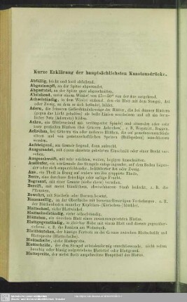 Kurze Erklärung der hauptsächlichsten Kunstausdrücke