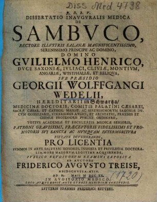 Dissertatio Inavgvralis Medica De Sambvco
