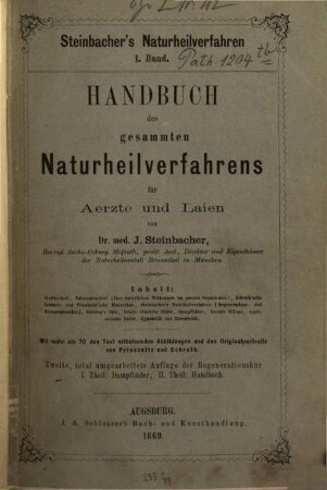 Steinbacher's Naturheilverfahren, I