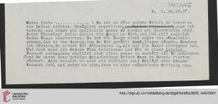 Heid. Hs. 3820,445: Brief von Emil Lask an unbekannte Frau