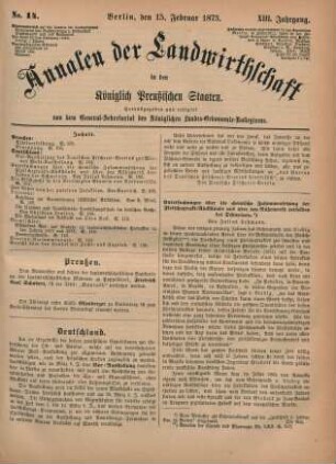 No. 14. Berlin, den 15. Februar 1873. XIII. Jahrgang.