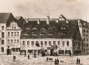 Dresden. Ratsbaderei, Badergasse (F. A. Kannegießer; Aquarell?)