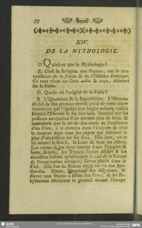 XIV. De La Mythologie