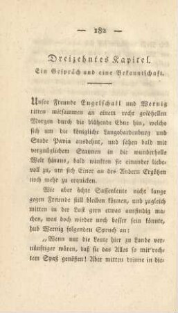 Dreizehntes Kapitel. Ein Gespräch und eine Bekanntschaft