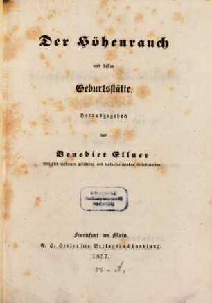 Der Höhenrauch und dessen Geburtsstätte