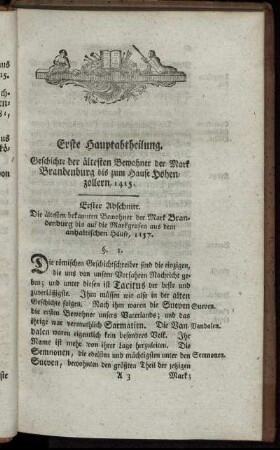 Erste Hauptabtheilung.