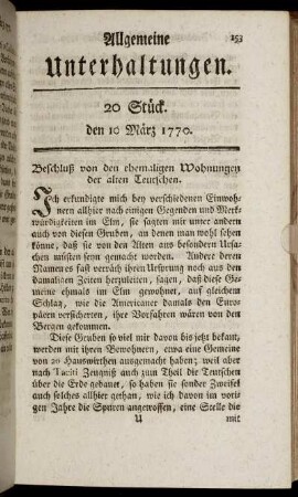 20 Stück. den 10 März 1770.