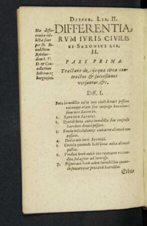 Differentiarum Iuris Civilis Et Saxonici Lib. II.