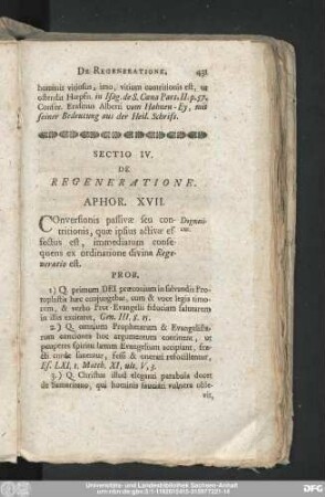 Sectio IV. De Regeneratione.