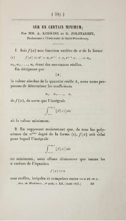 Sur un certain minimum.