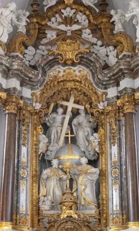 Belgien. Liege. Eupen. Sankt Nikolaus Kirche. 1724 - 1729. Barocker Hochaltar von Couven. Detail
