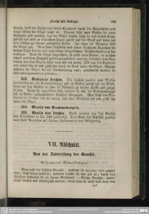 VII. Abschnitt. Von der Zubereitung der Gemüse