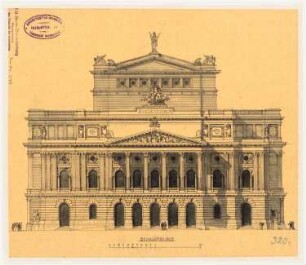Theater-Entwürfe: Schauspielhaus: Vorderansicht 1:200