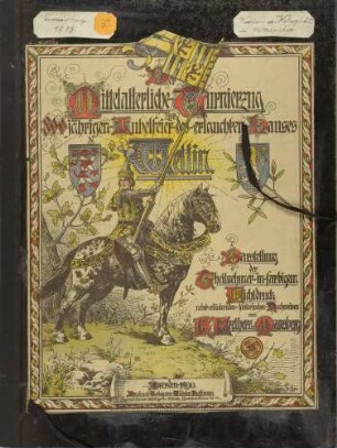 Mittelalterlicher Turnierumzug zum 800-jährigen Jubiläum des Hauses Wettin am 19. Juni 1889, Ritterdarstellungen mit Knappen